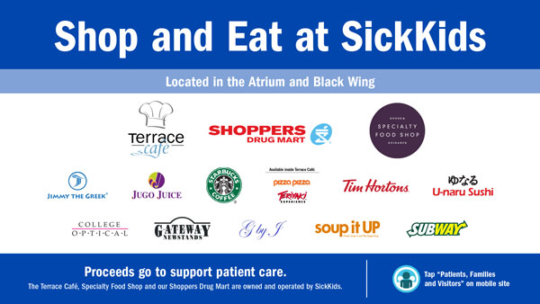commercial services logos, retailers at SickKids